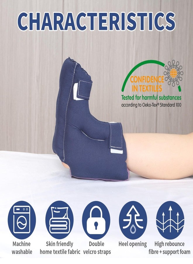 Ehucon Small Size Heel Protector Cushion Foot Pillow Remove Pressure and Bedsores,Heel Protectors for Pressure Sores for Heal Protection, 1 Count L9.5*H9.5*W5.5 Inches (Navy Blue) - Image 4